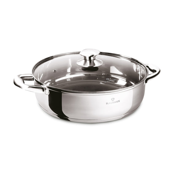 Blaumann 24cm Stainless Steel Shallow Pot with Lid – Gourmet Line
