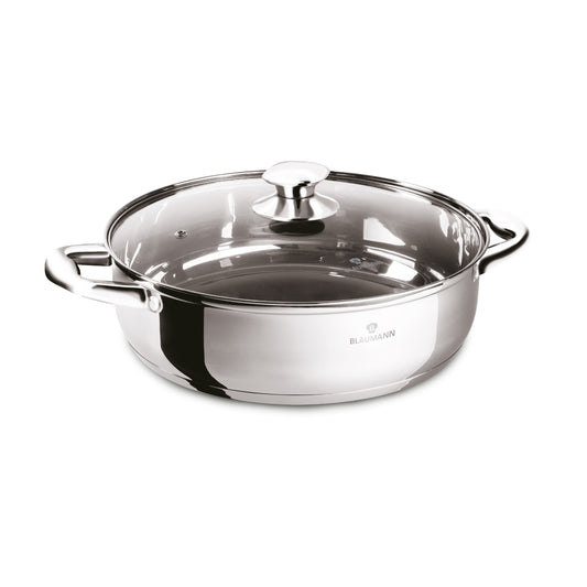 Blaumann 24cm Stainless Steel Shallow Pot with Lid – Gourmet Line