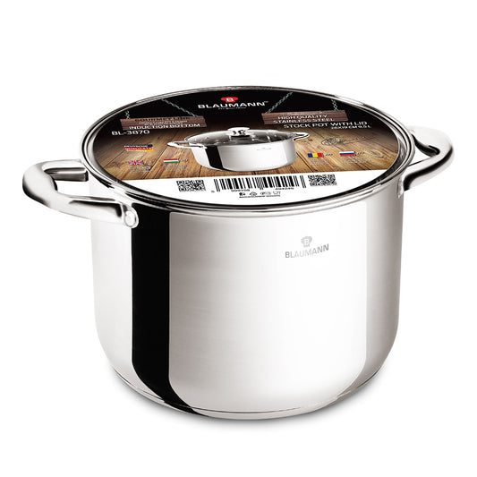 Blaumann 26cm Stainless Steel Stock Pot with Lid - Gourmet Line