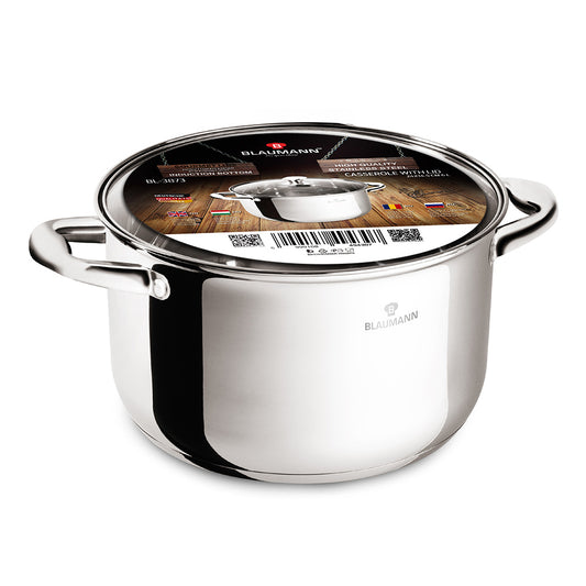 Blaumann 24cm Stainless Steel Casserole with Lid – Gourmet Line