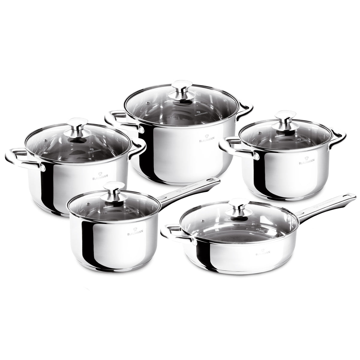 Blaumann 10-Piece Stainless Steel Cookware Set - Gourmet Line ...