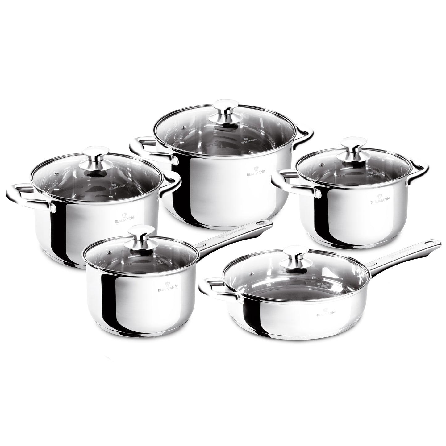 Blaumann 10-Piece Stainless Steel Cookware Set - Gourmet Line
