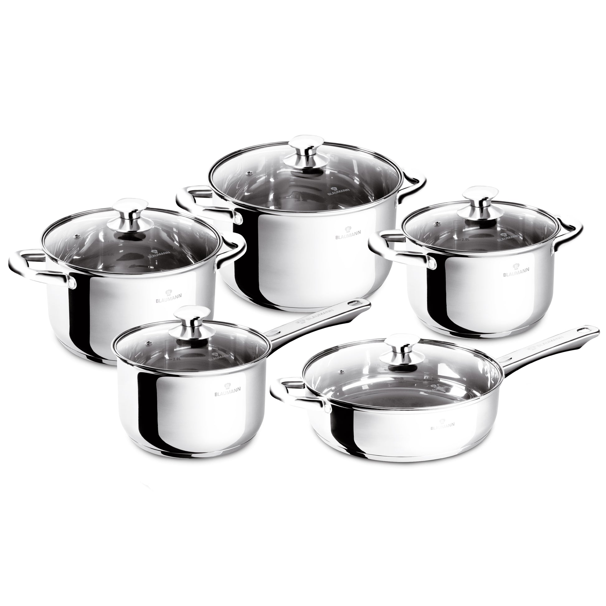 Blaumann 10-Piece Stainless Steel Cookware Set - Gourmet Line