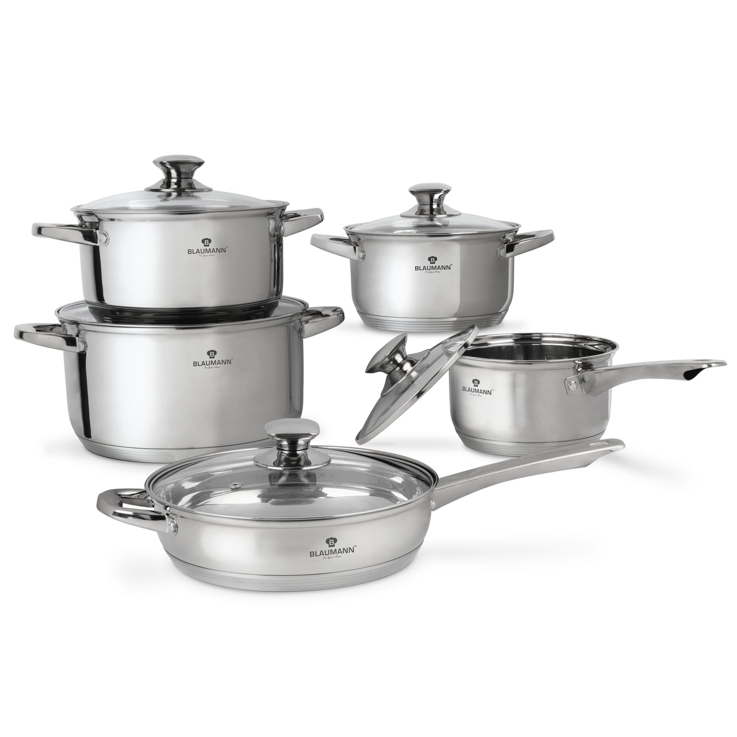 Blaumann 10-Piece Stainless Steel Cookware Set - Gourmet Line