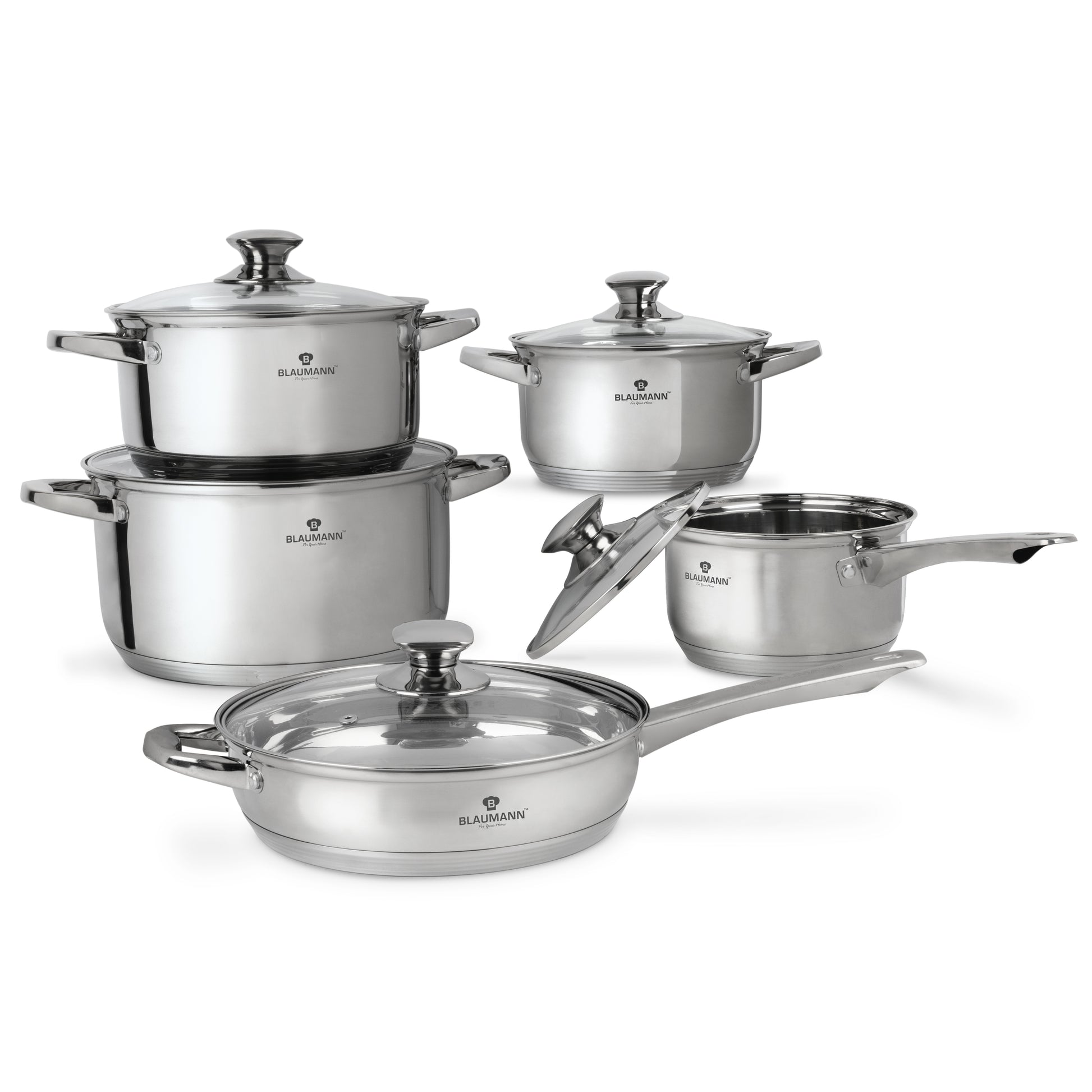 Blaumann 10-Piece Stainless Steel Cookware Set - Gourmet Line
