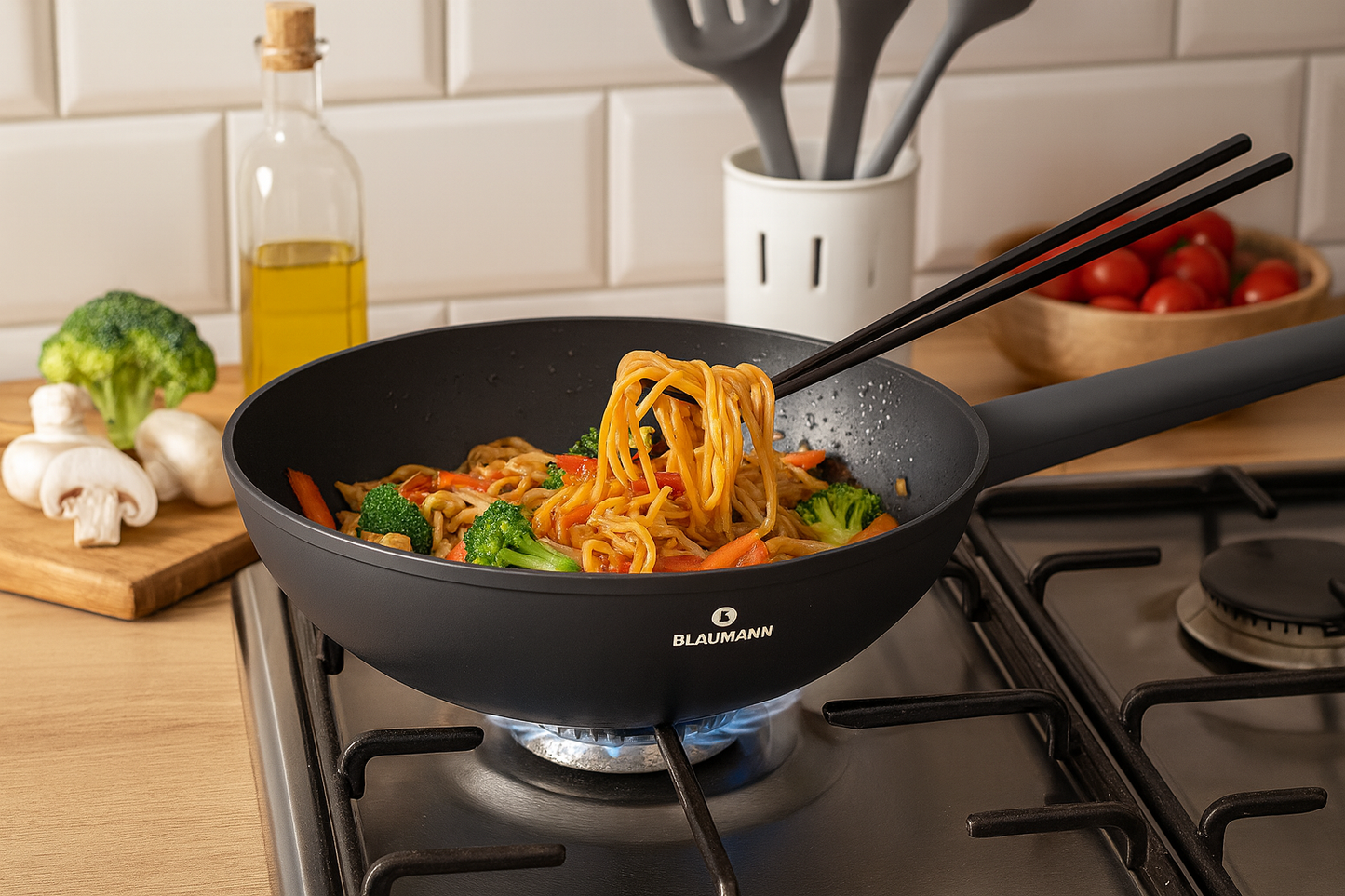 Blaumann 28cm Titan Non-Stick Coating Wok – Black