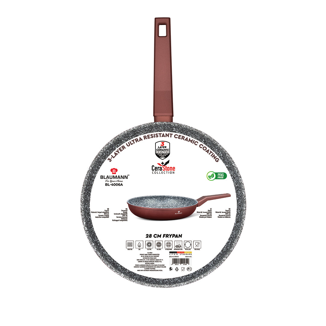 Blaumann 28cm Ceramic Non-Stick Coating Frypan - Cera Stone Collection