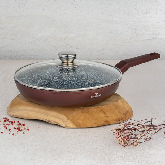 Blaumann 28cm Ceramic Non-Stick Frypan with Lid - Cera Stone