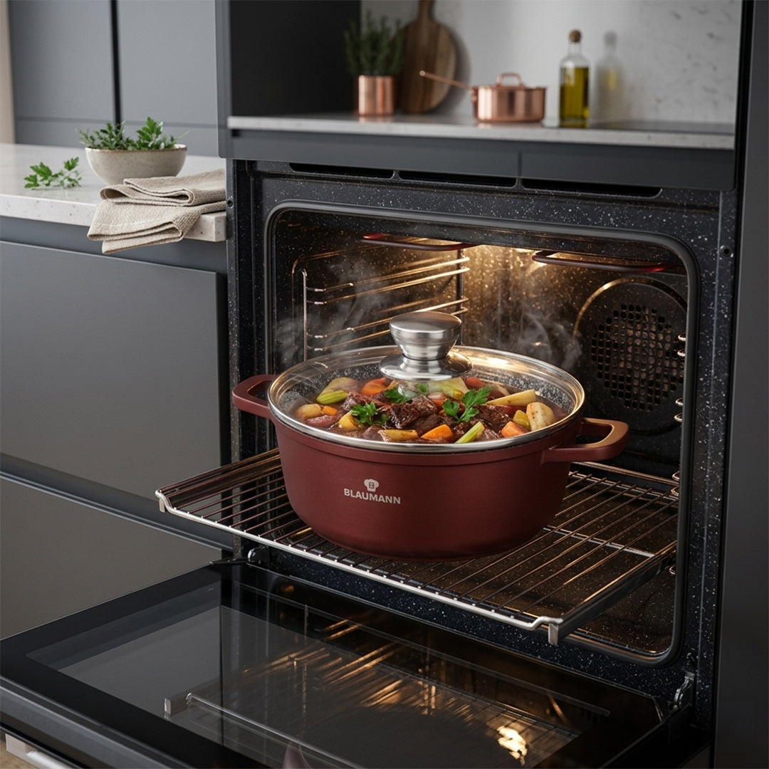Blaumann 20cm Ceramic Non-Stick Casserole with Lid - Cera Stone
