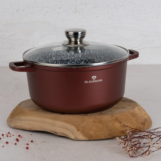 Blaumann 24cm Ceramic Non-Stick Casserole with Lid - Cera Stone