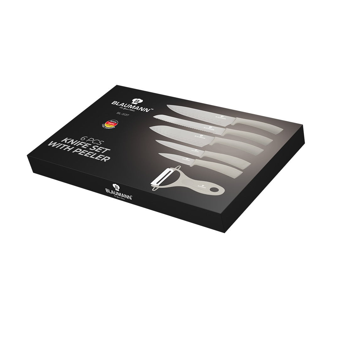 Blaumann 6 Piece Stainless Steel Knife Set - Cream