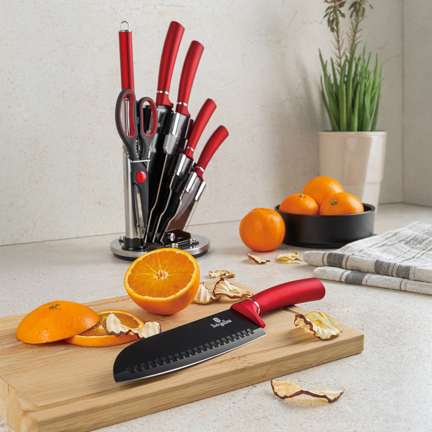 Berlinger Haus 8-Piece Stainless Steel Knife Set - Burgundy Metallic