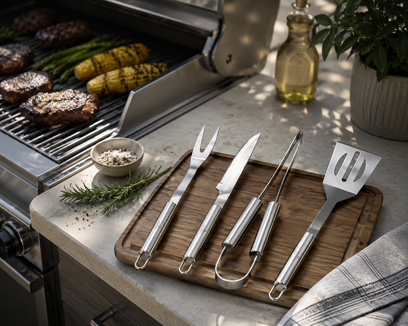 Berlinger Haus 4pcs BBQ Tool Set - Stainless Steel