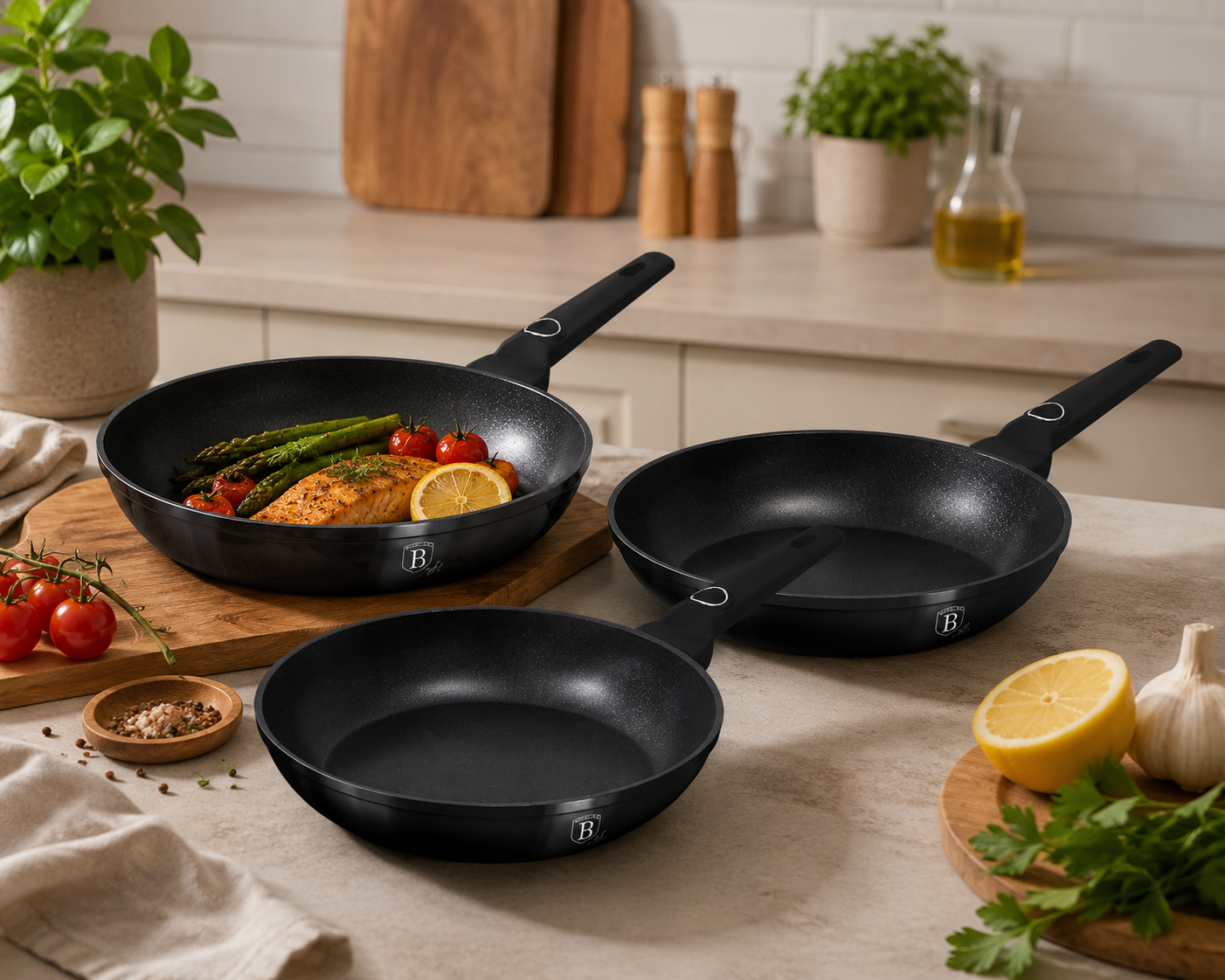 Berlinger Haus 3pcs Titan Pro Non-Stick Frypan Set - Black Vantage