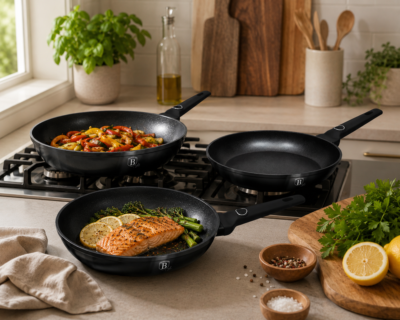 Berlinger Haus 3pcs Titan Pro Non-Stick Frypan Set - Black Vantage