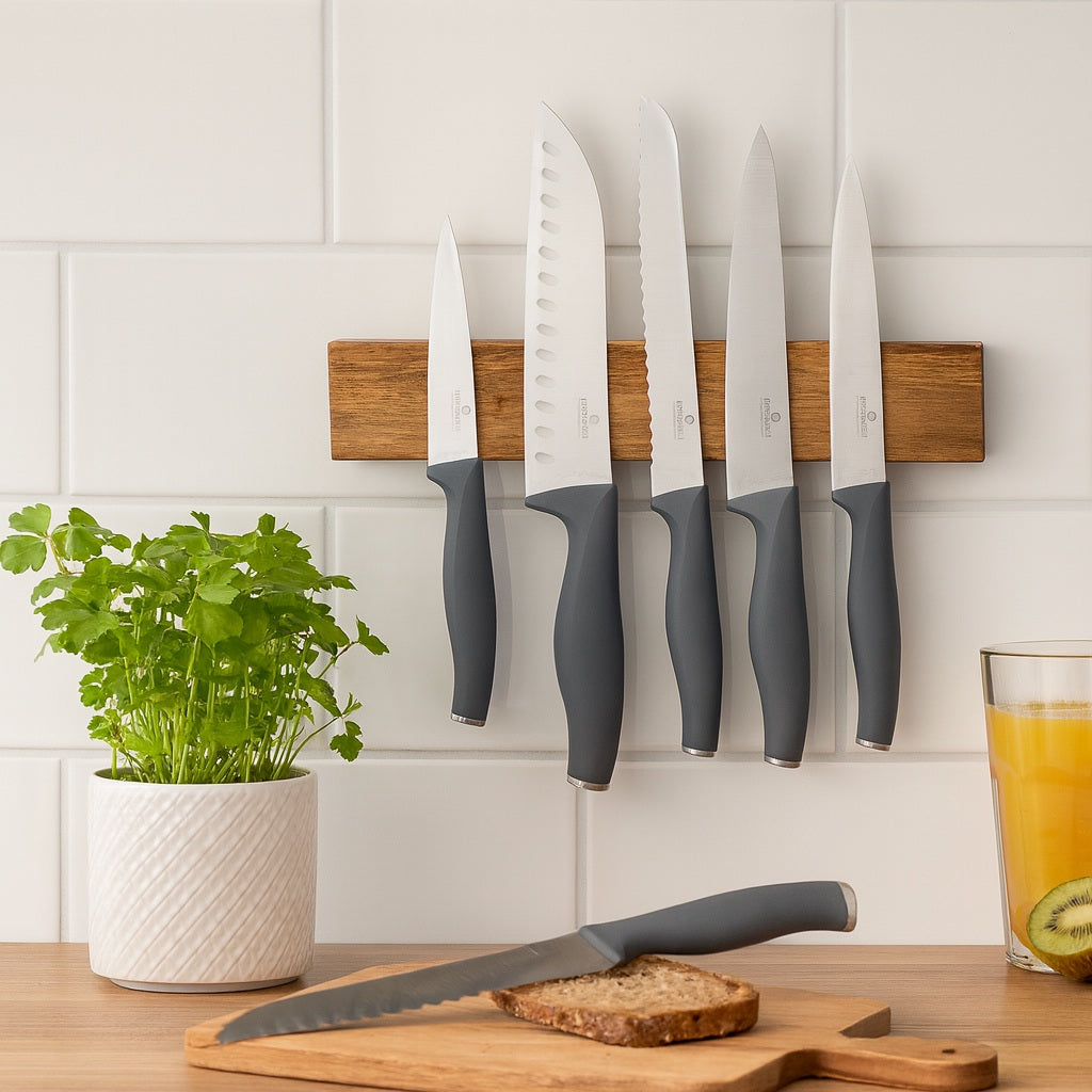 Berlinger Haus 6-Piece Stainless Steel Knife Set with Magnetic Hanger – Aspen