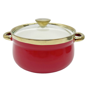 Elegant King 20cm Ceramic Coating 1.2L Serving Pot - Burgundy Metallic