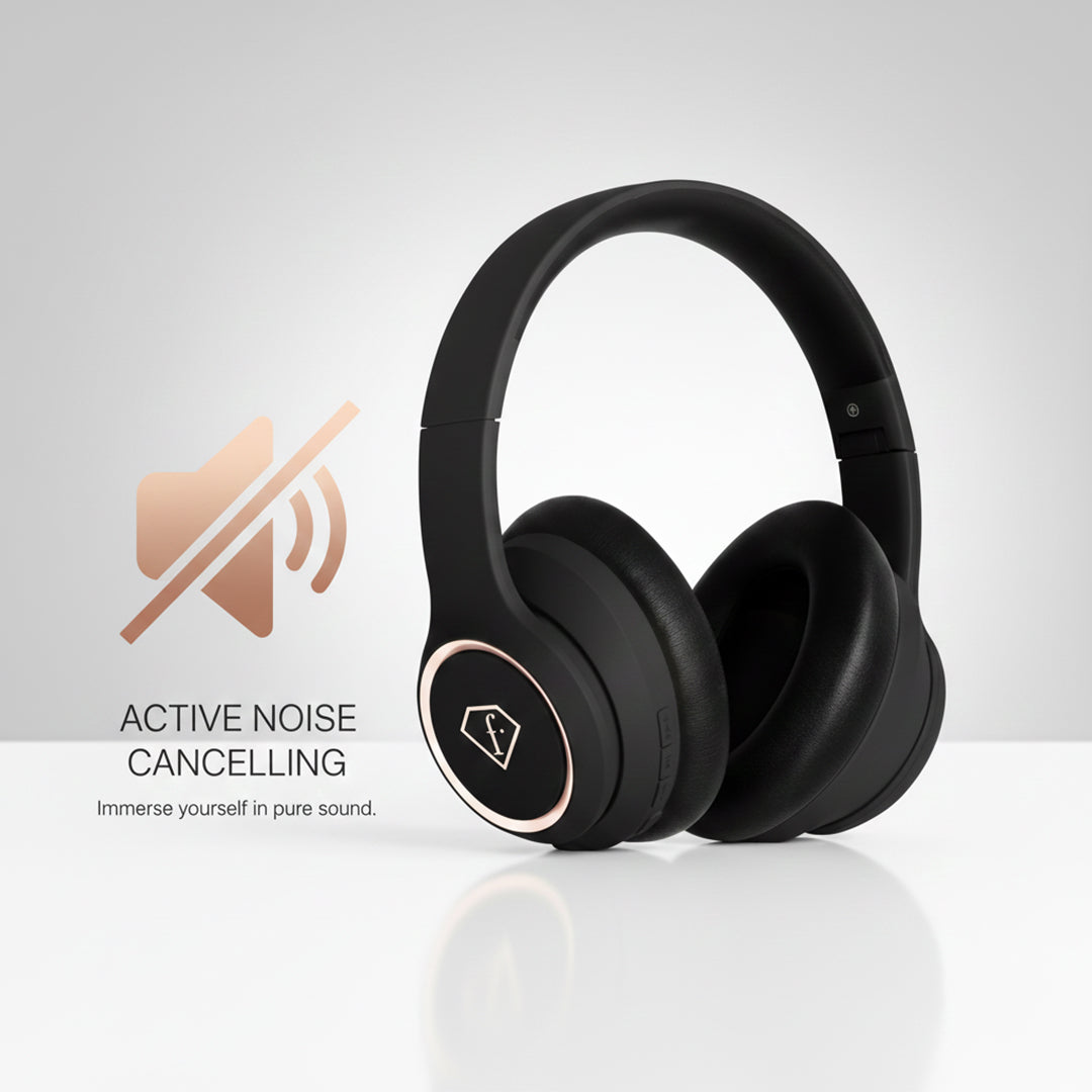 Fashion TV Noise Cancellation Wireless Headphones – Black Rose