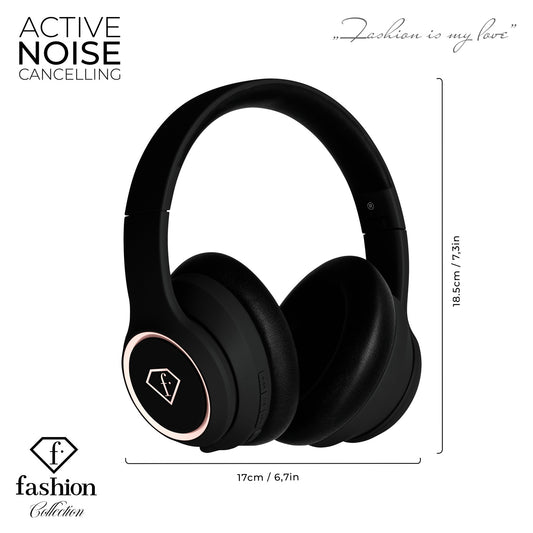 Fashion TV Noise Cancellation Wireless Headphones – Black Rose