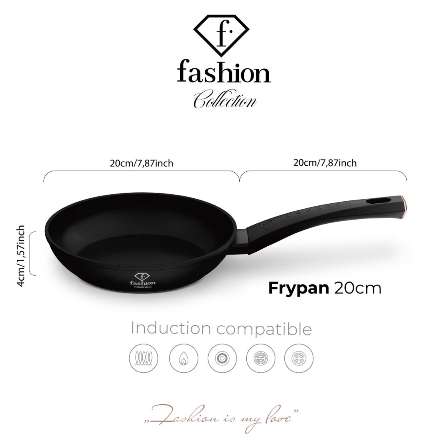 Fashion By Berlinger Haus 20cm TitanPro Non-Stick Frypan - Matte Black