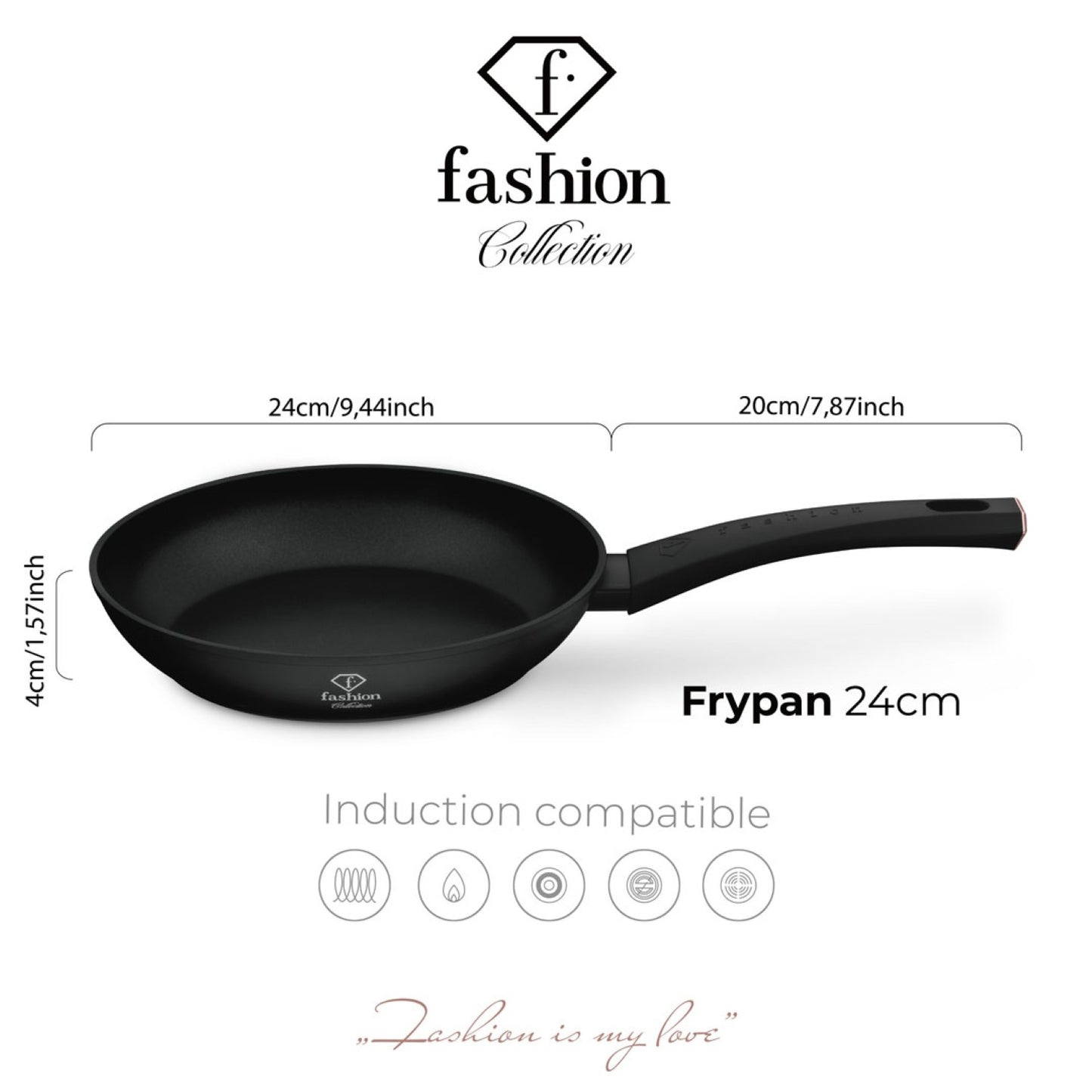 Fashion By Berlinger Haus 24cm TitanPro Non-Stick Frypan - Matte Black