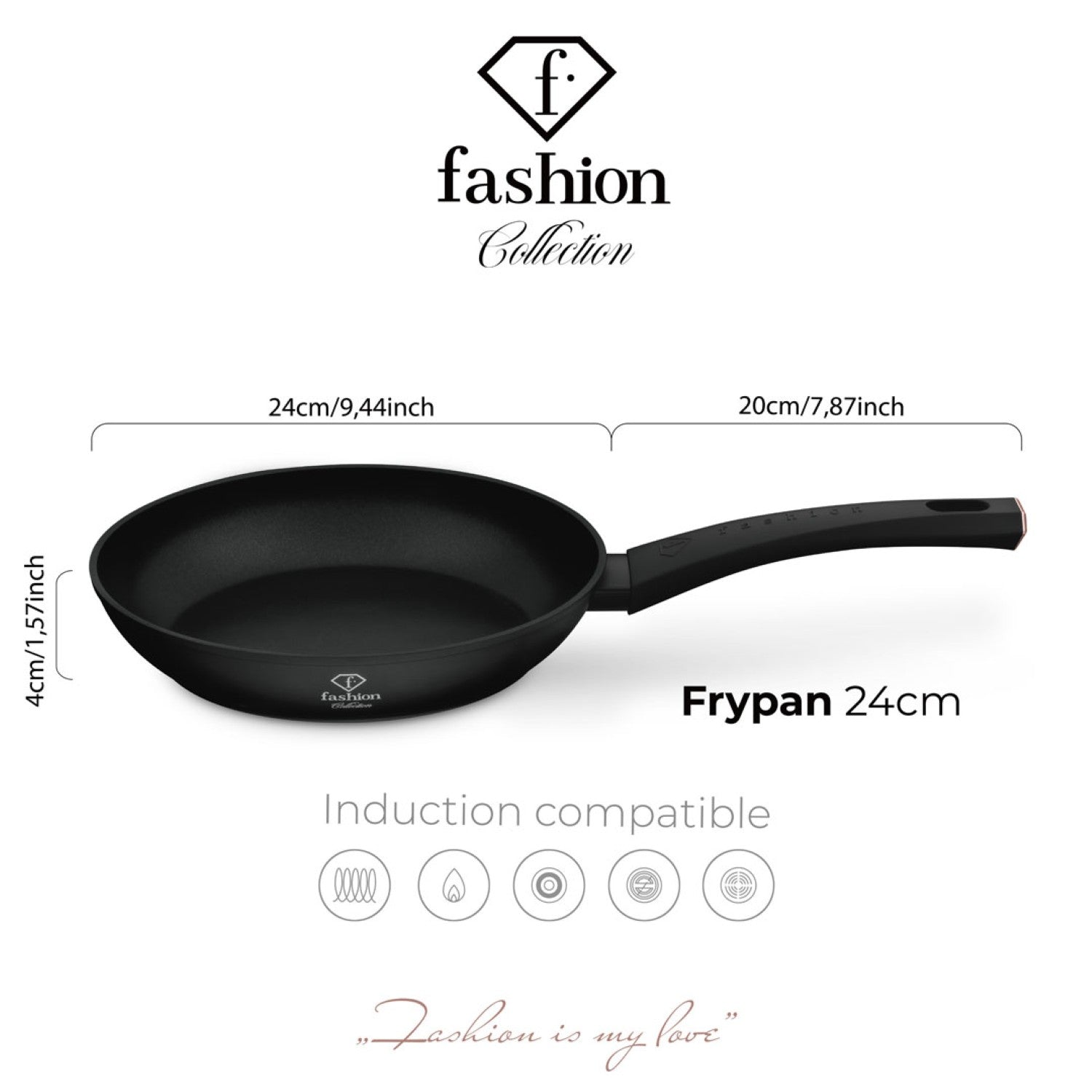 Fashion By Berlinger Haus 24cm TitanPro Non-Stick Frypan - Matte Black