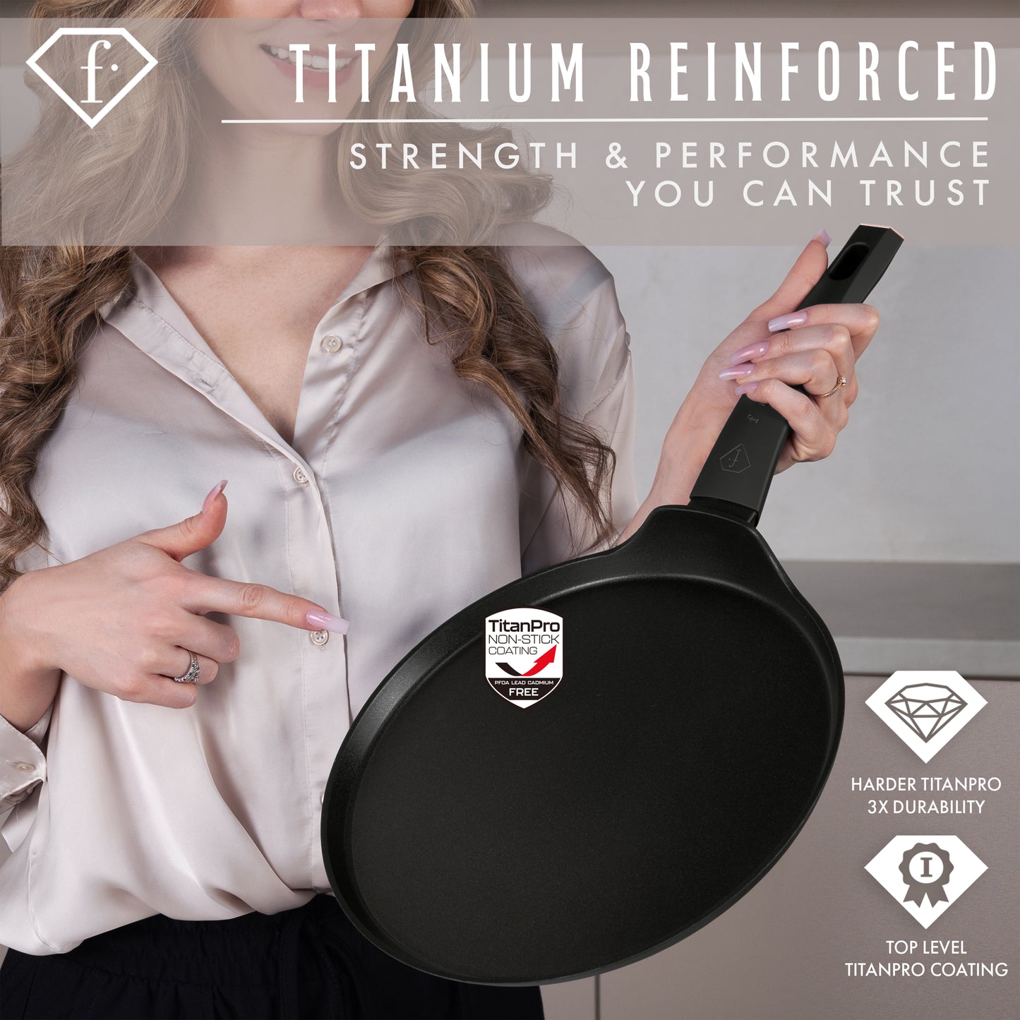 Fashion By Berlinger Haus 28cm TitanPro Non-Stick Pancake Pan - Matte Black