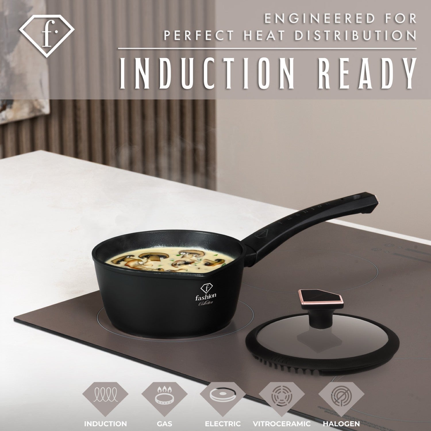 Fashion By Berlinger Haus 16cm TitanPro Non-Stick Sauce Pan with Lid - Matte Black