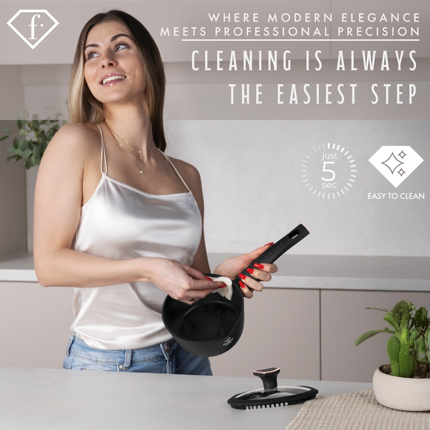 Fashion By Berlinger Haus 16cm TitanPro Non-Stick Sauce Pan with Lid - Matte Black