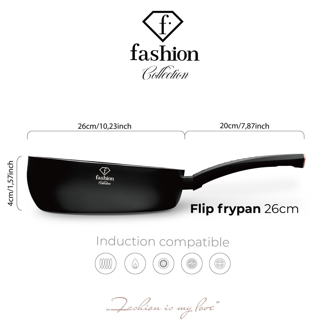 Fashion By Berlinger Haus 26cm Titan Pro Non-Stick Flip Frypan - Black Rose