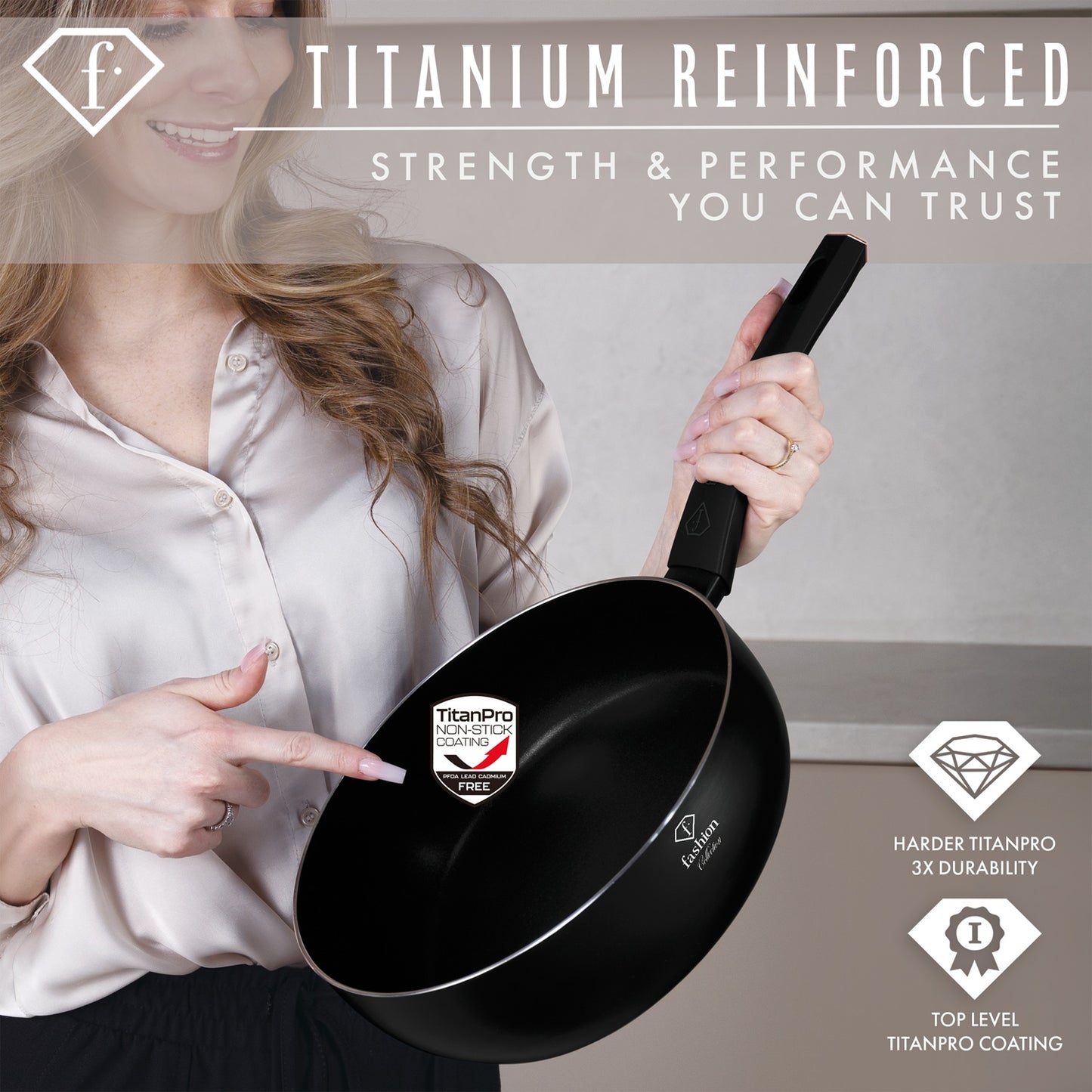 Fashion By Berlinger Haus 26cm Titan Pro Non-Stick Flip Frypan - Black Rose