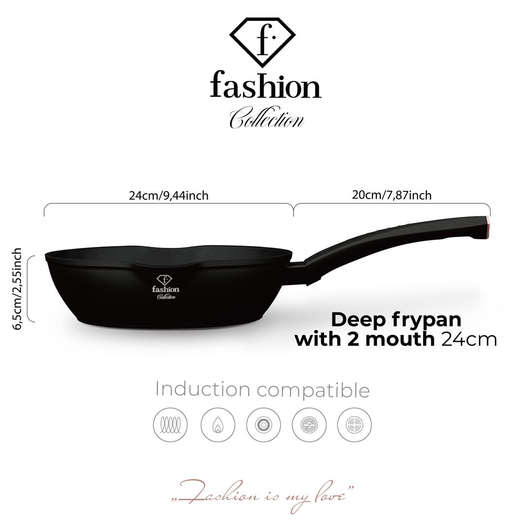 Fashion By Berlinger Haus 24cm Titan Pro Non-Stick Deep Frypan - Black Rose