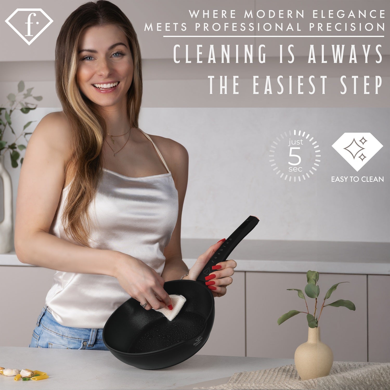 Fashion By Berlinger Haus 24cm Titan Pro Non-Stick Deep Frypan - Black Rose