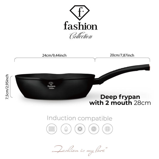 Fashion By Berlinger Haus 28cm TitanPro Non-Stick Deep Frypan - Matte Black