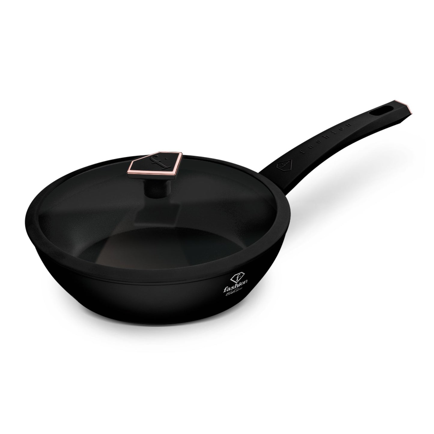 Fashion By Berlinger Haus 24cm TitanPro Non-Stick Deep Frypan with Lid - Matte Black