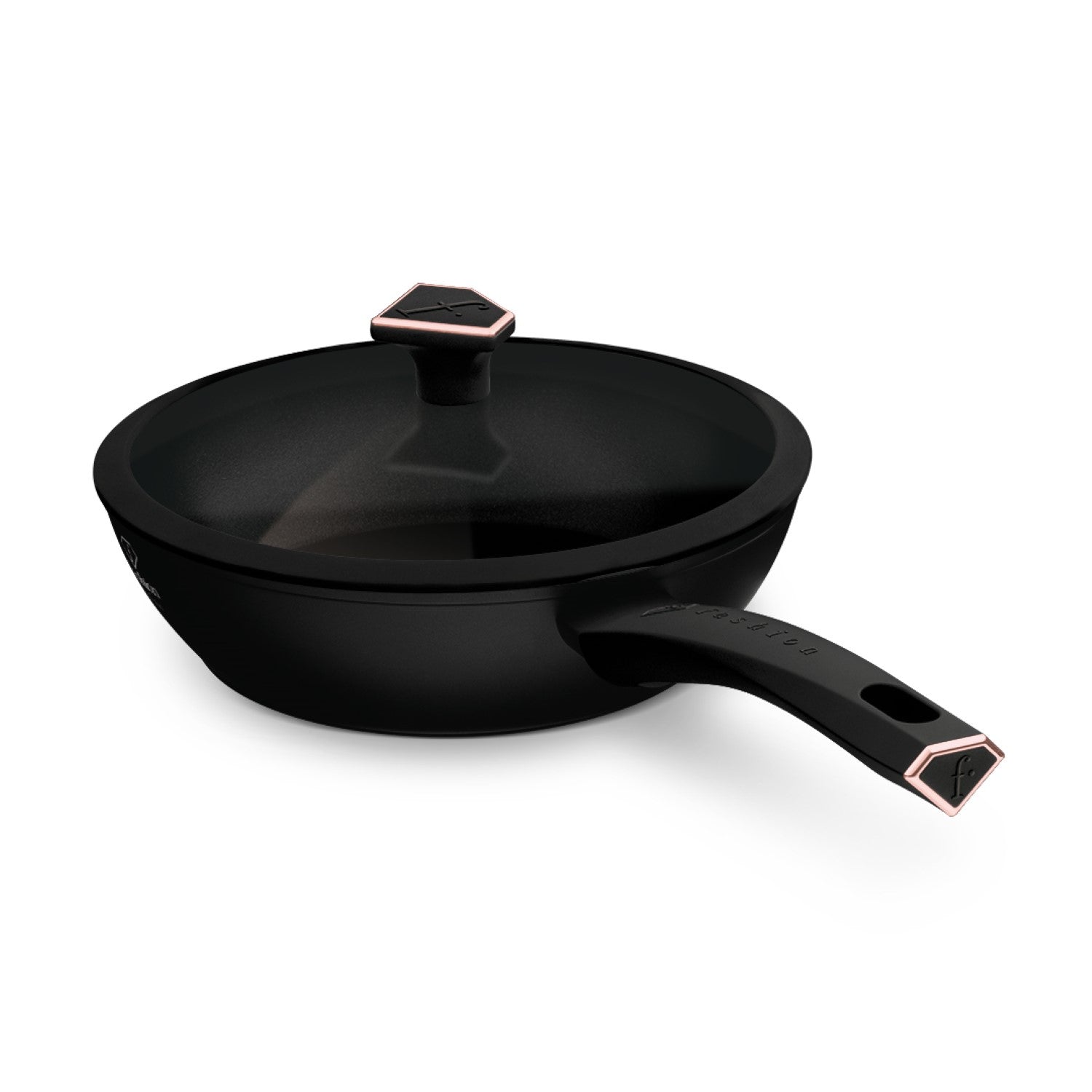 Fashion By Berlinger Haus 24cm TitanPro Non-Stick Deep Frypan with Lid - Matte Black