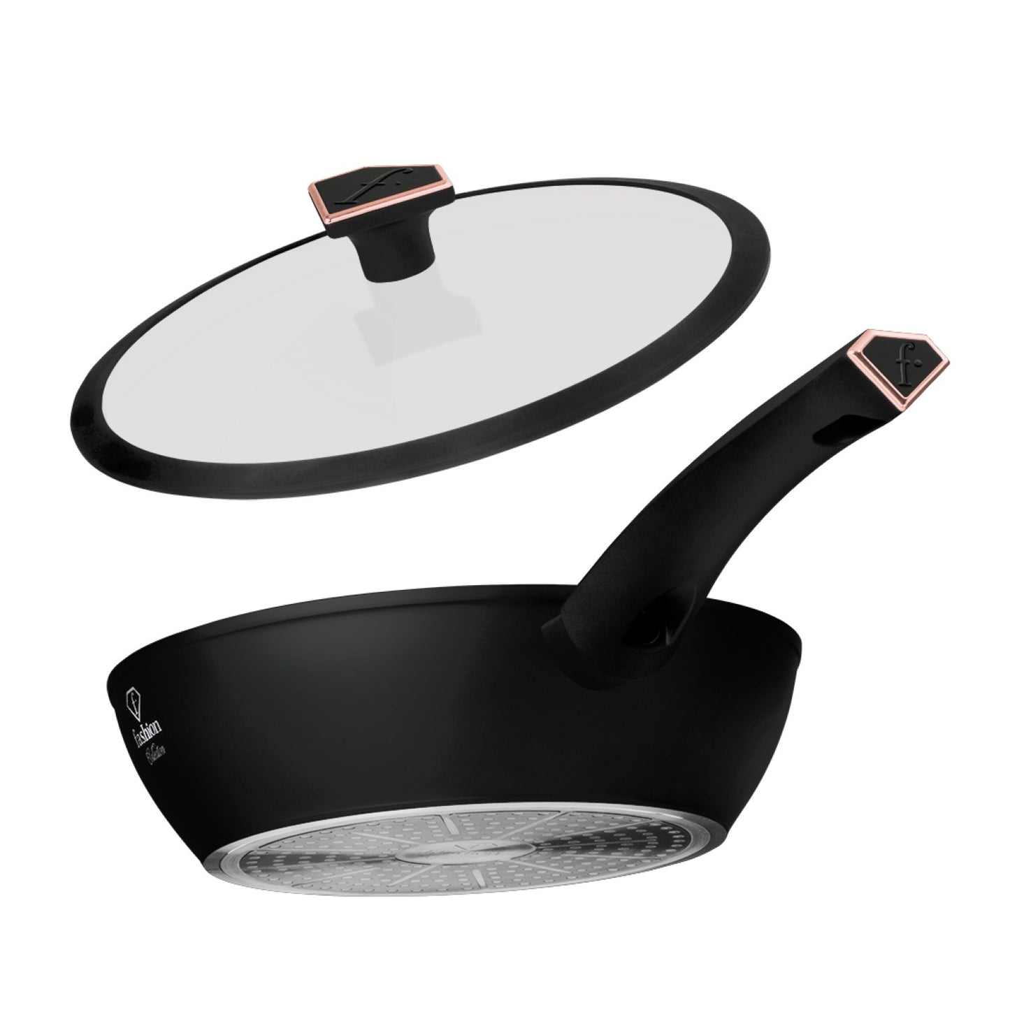 Fashion By Berlinger Haus 24cm TitanPro Non-Stick Deep Frypan with Lid - Matte Black