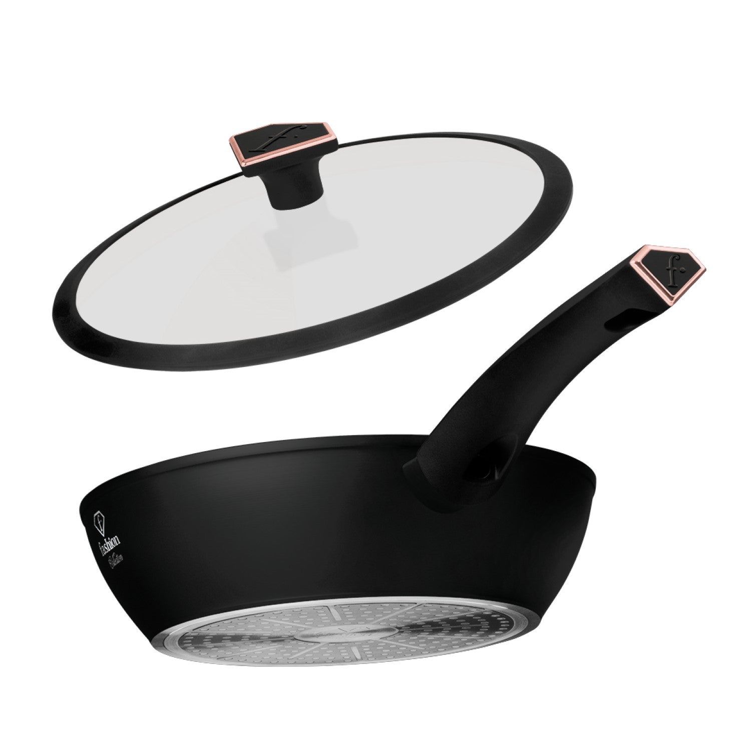 Fashion By Berlinger Haus 24cm TitanPro Non-Stick Deep Frypan with Lid - Matte Black