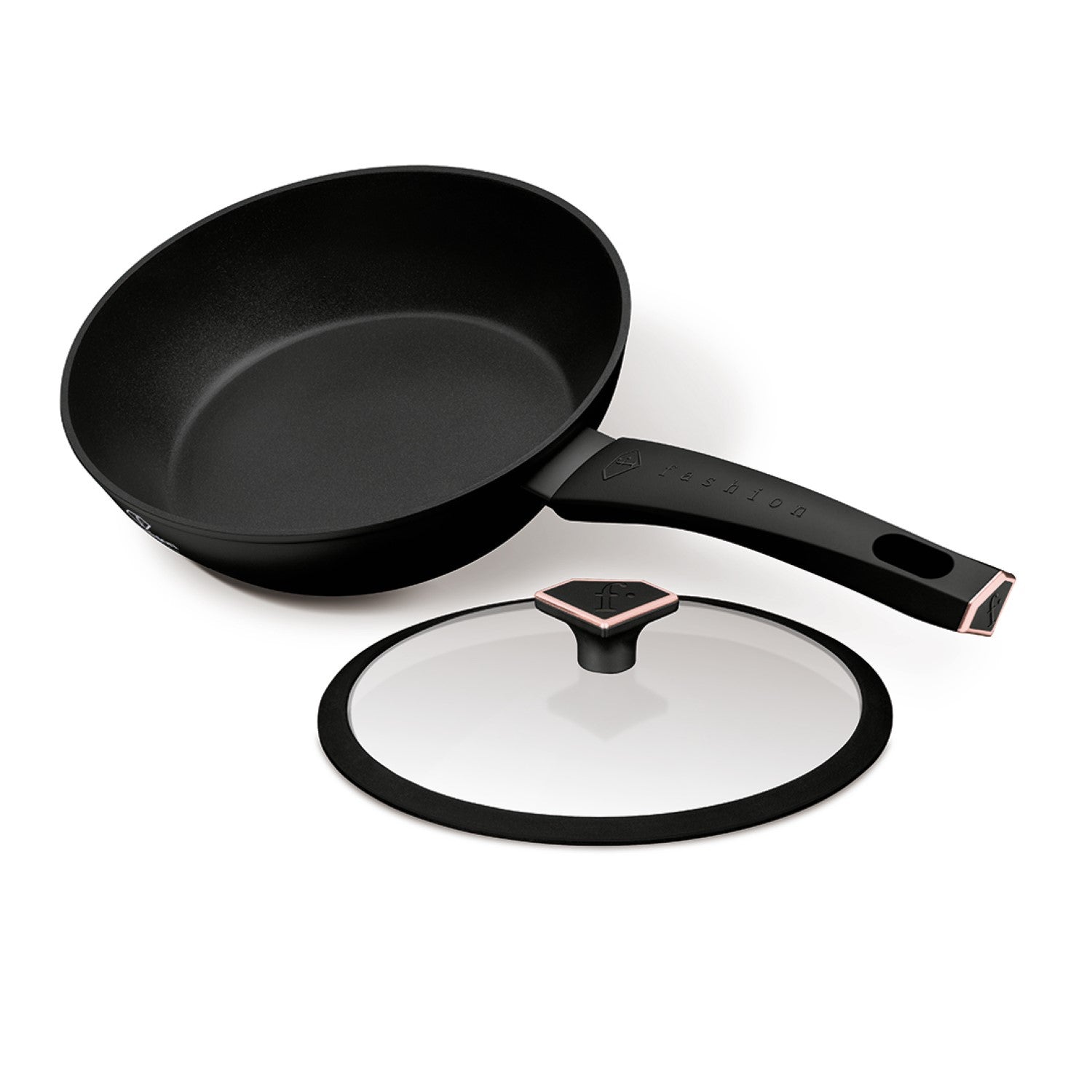Fashion By Berlinger Haus 24cm TitanPro Non-Stick Deep Frypan with Lid - Matte Black