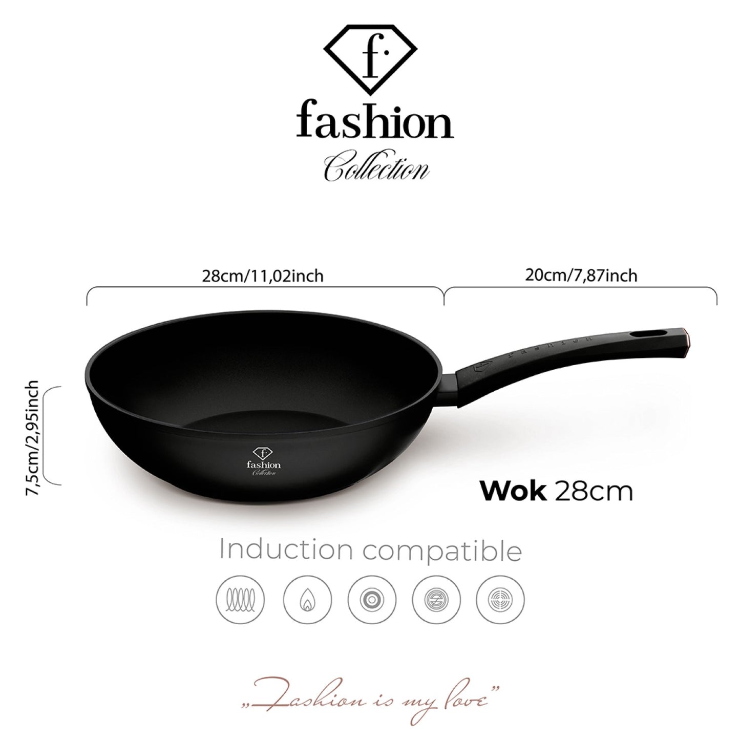 Fashion By Berlinger Haus 28cm TitanPro Non-Stick Wok - Matte Black