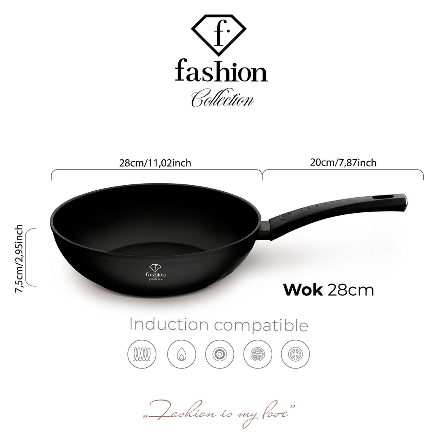 Fashion By Berlinger Haus 28cm TitanPro Non-Stick Wok - Matte Black