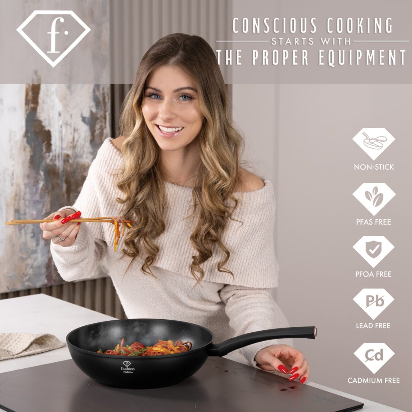 Fashion By Berlinger Haus 28cm TitanPro Non-Stick Wok - Matte Black