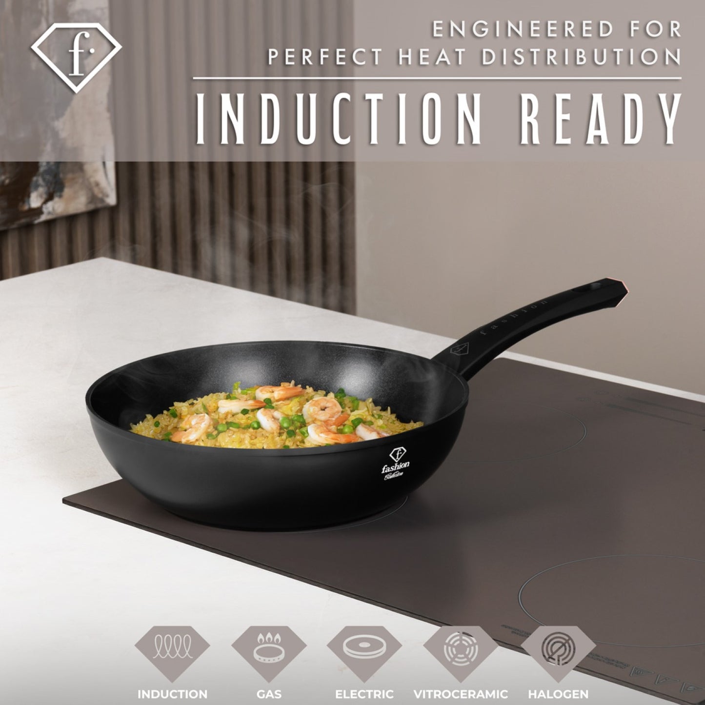 Fashion By Berlinger Haus 28cm TitanPro Non-Stick Wok - Matte Black