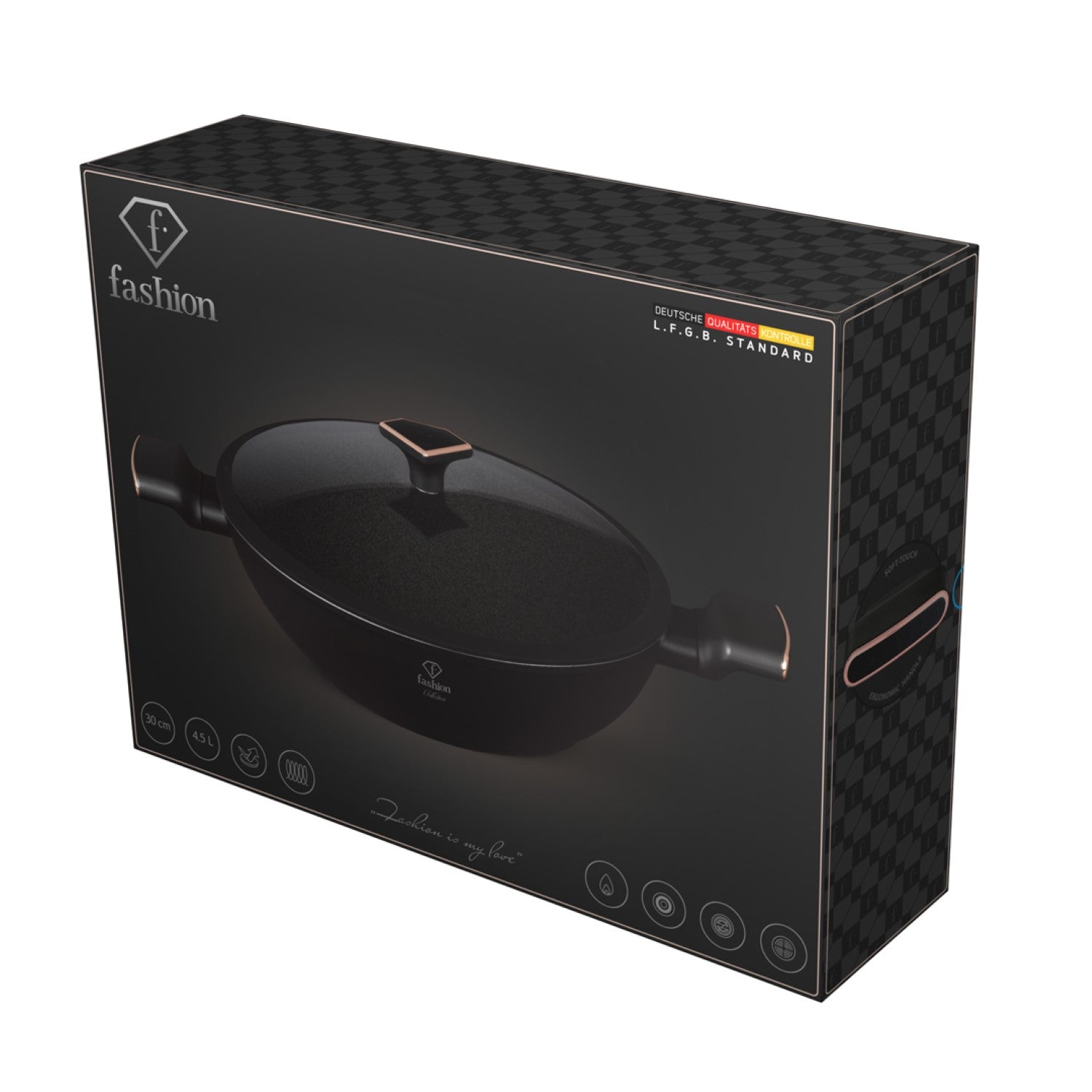 Fashion By Berlinger Haus 30cm TitanPro Non-Stick Wok with Lid - Matte Black