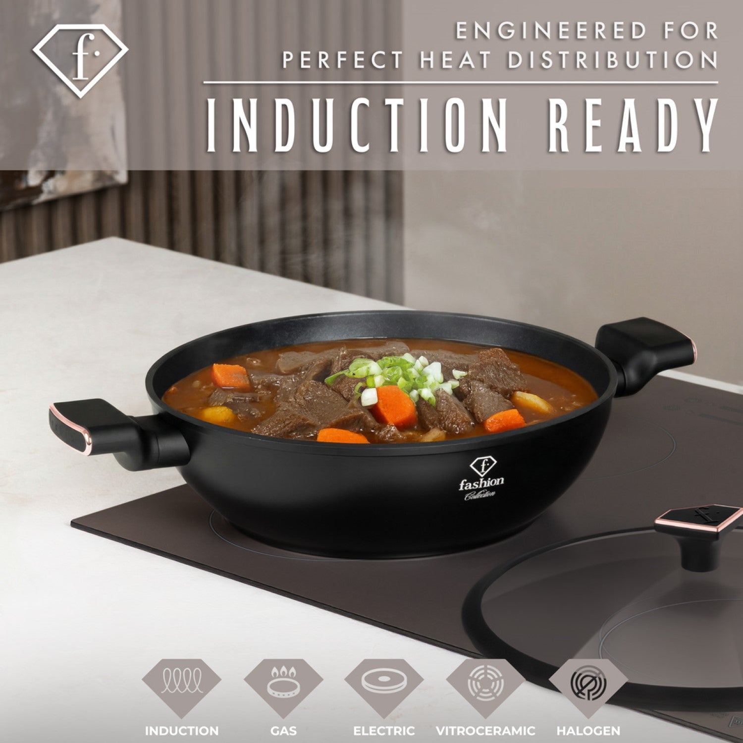 Fashion By Berlinger Haus 30cm TitanPro Non-Stick Wok with Lid - Matte Black