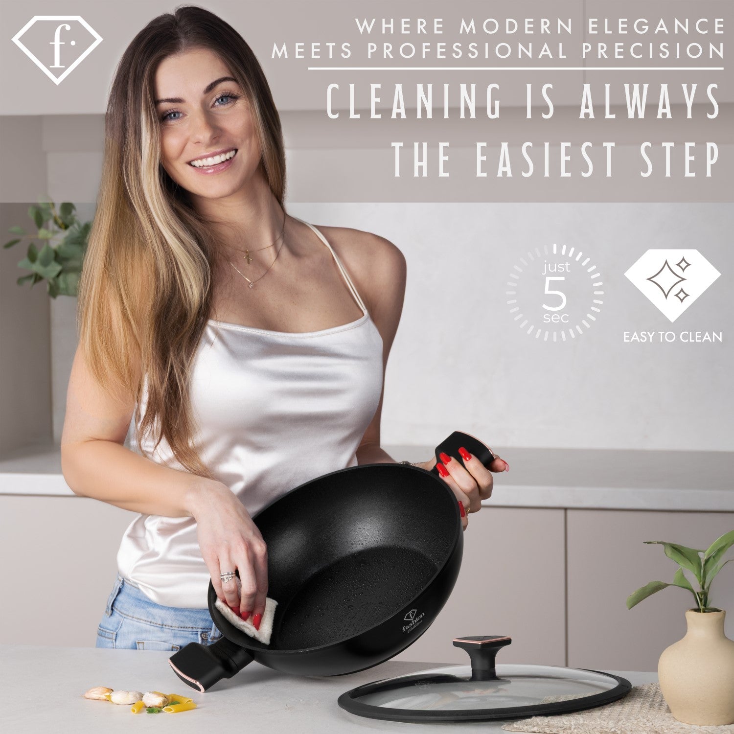 Fashion By Berlinger Haus 30cm TitanPro Non-Stick Wok with Lid - Matte Black