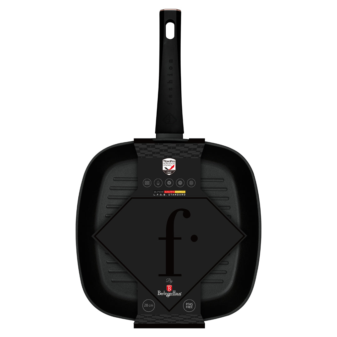 Fashion By Berlinger Haus 28cm Titan Pro Non-Stick Grill Pan - Black Rose