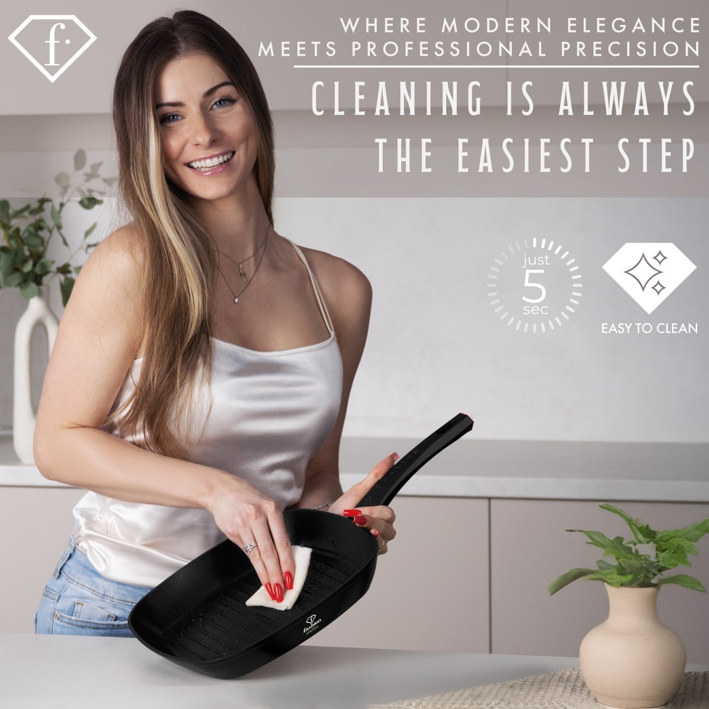 Fashion By Berlinger Haus 28cm TitanPro Non-Stick Grill Pan - Matte Black
