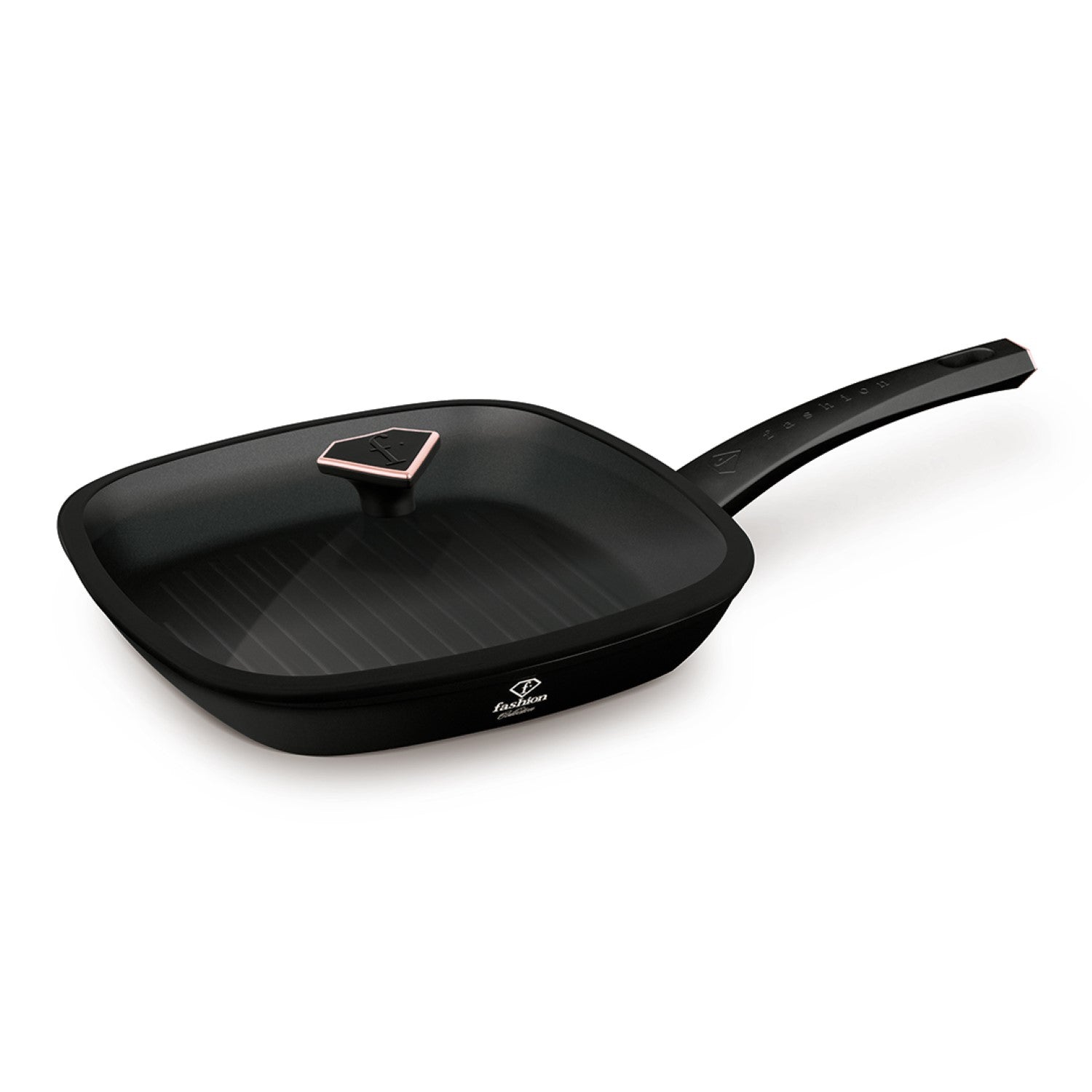Fashion By Berlinger Haus 28cm TitanPro Non-Stick Grill Pan with Lid - Matte Black