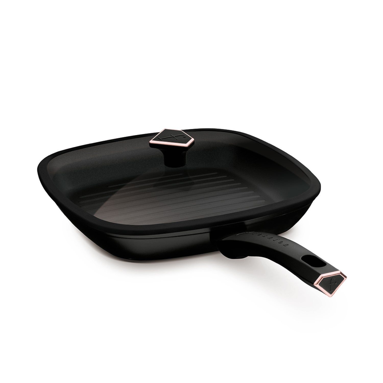 Fashion By Berlinger Haus 28cm TitanPro Non-Stick Grill Pan with Lid - Matte Black